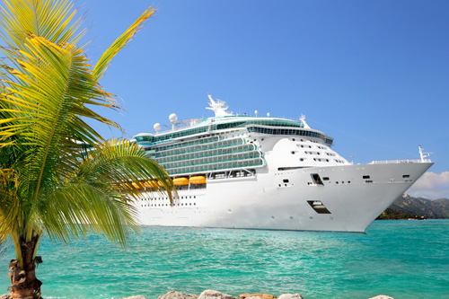 Cruise ship in exotic location