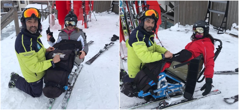 Disabled sit skiing in Val Thorens, France