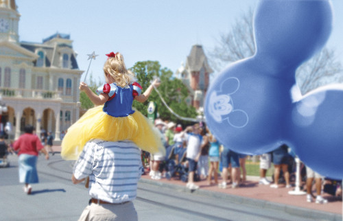 Girl and father at Disneyland Paris