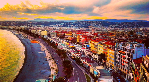 Beach and city of Nice, France
