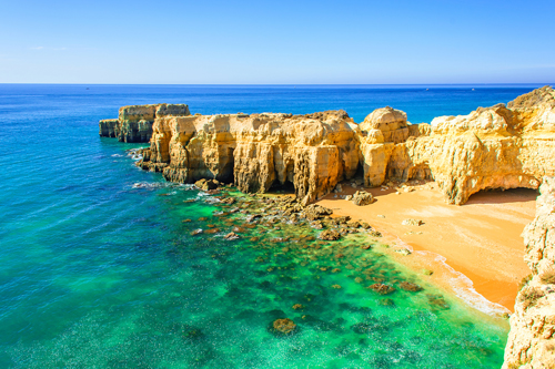 Algarve beach and rocky cliffs near Albufeira